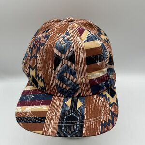 VTG Aztec Gorpcore Hat Cap Southwest USA Snapback Adjustable 90s Brown Blue